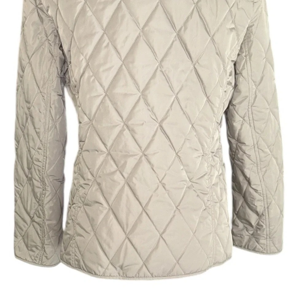 Lafayette 148 New York Beige Khaki Quilted Jacket Coat - M